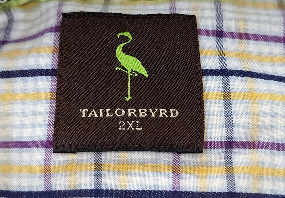 EUC TAILORBYRD L/S Plaid Button Down Shirt 100% Cotton Size 2XL